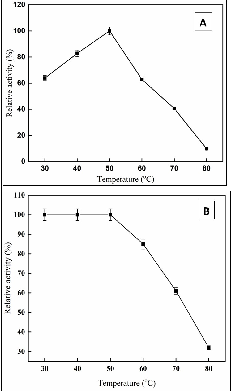 effect of temperature (A), Temperature Stability (B)