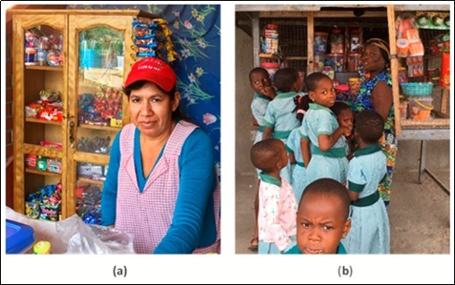 Examples of Candy Stores in Bolivia (a) and Ghana (b) Schools.