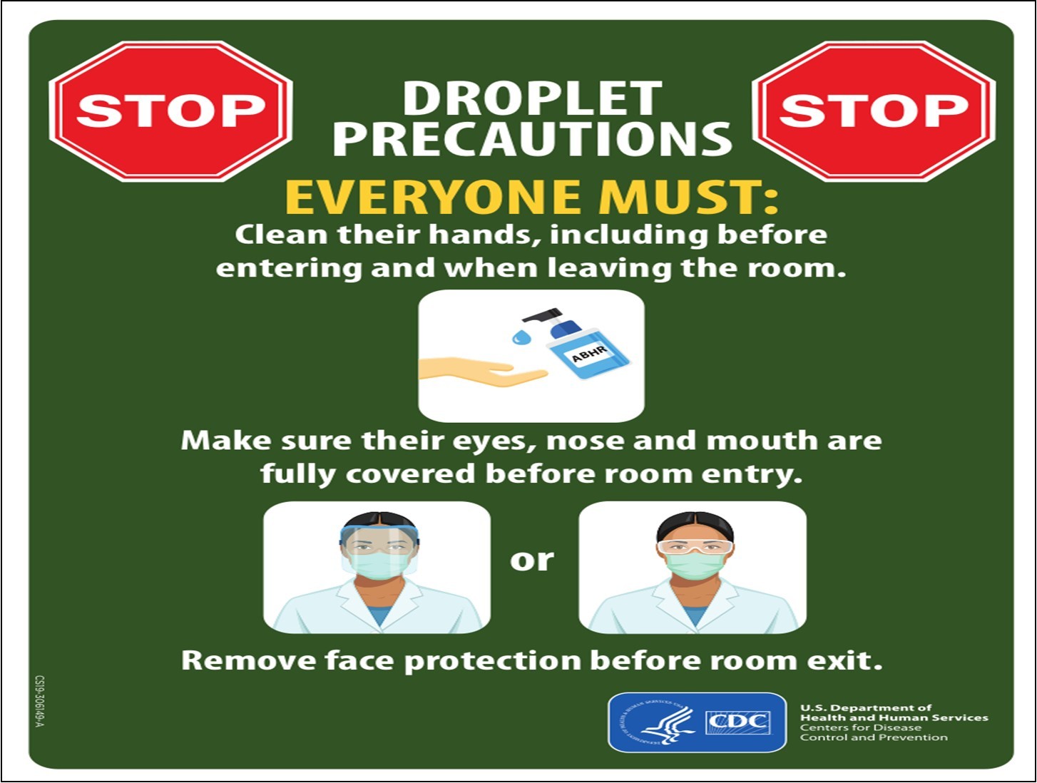 CDC’s Droplet Precautions Sign