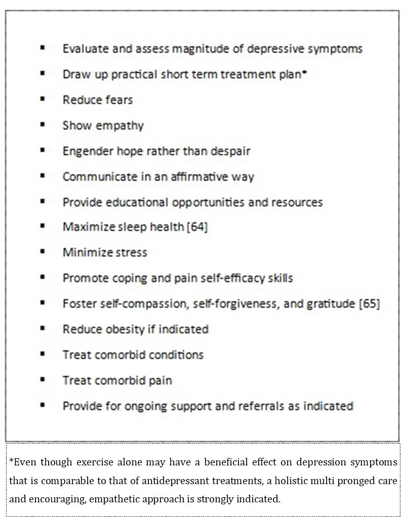 Selected Strategies for Preventing and Treating Osteoarthritis and Depression and Enhancing Mental and Physical Outcomes and Comfort