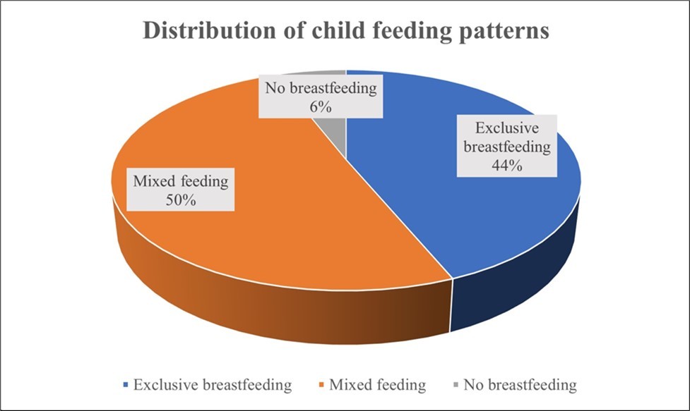 Distribution of child feeding patterns among children < 6 months