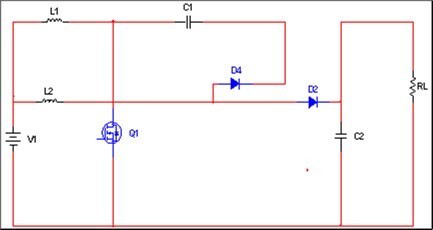Proposed circuit diagram of boost converter at mode 2