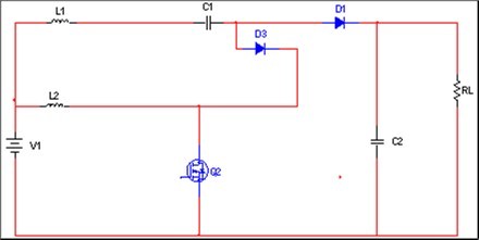 Proposed circuit diagram of boost converter at mode 3