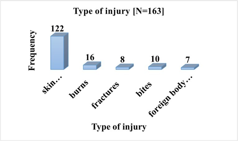 Frequency and type of unintentional childhood injuries reported
