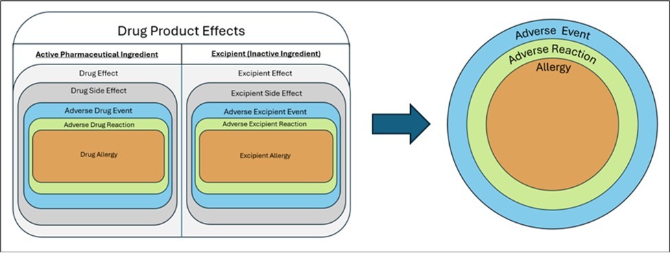 Categorization of Drug Product effects in both active and inactive ingredients