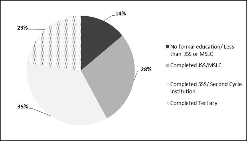 Highest level of formal education of the non-visually impaired participants