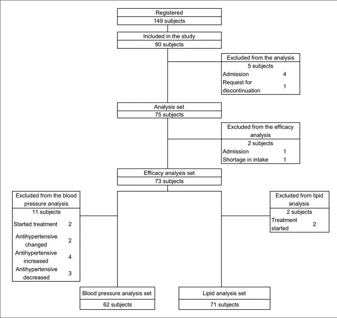 Subject Disposition. Flow chart of subjects detailing number withdrawing and excluding from the study, analysis.