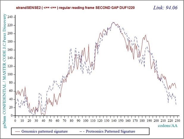 Master Code unifying Genomics and Proteomics patterns for the second GAP saparating DUF1220 proteins from the long region6 of 218 DUF1220.