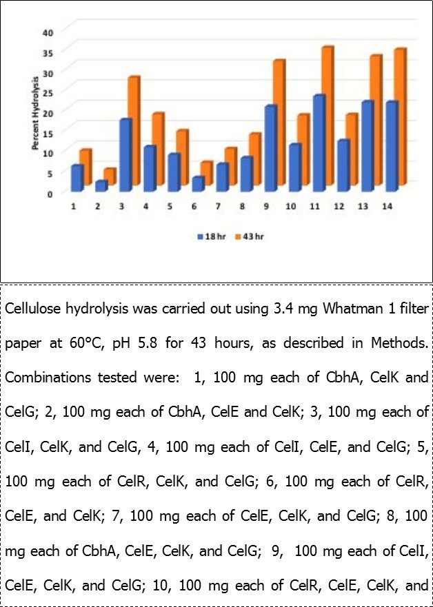 Hydrolysis of filter paper by combinations of Cthe enzymes