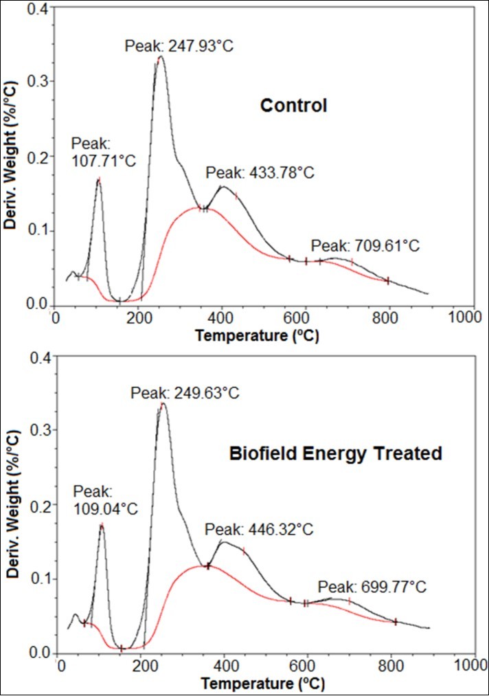 DTG thermograms of the control and the Biofield Energy Treated folic acid.
