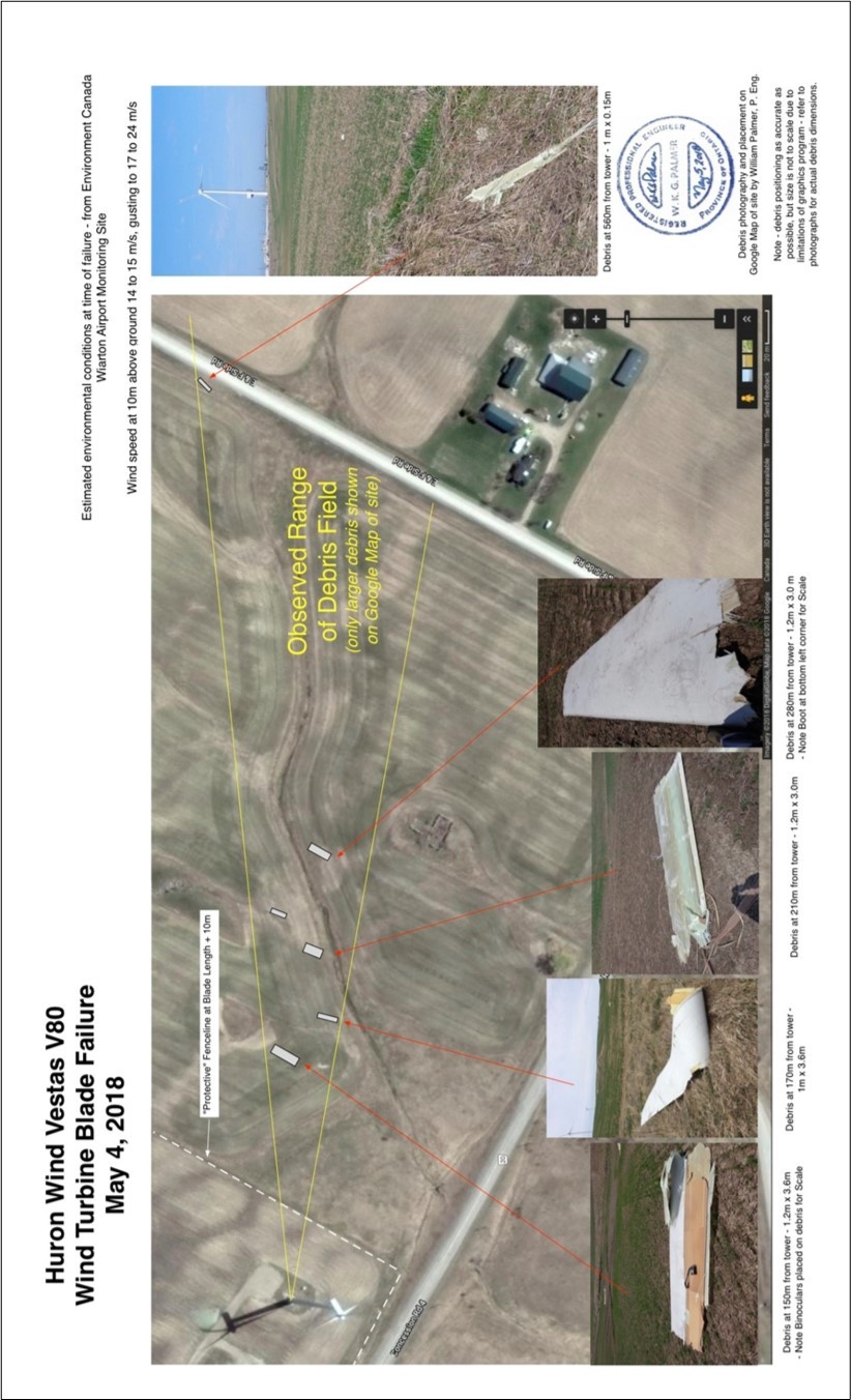 Huron Wind Blade Failure Debris Map